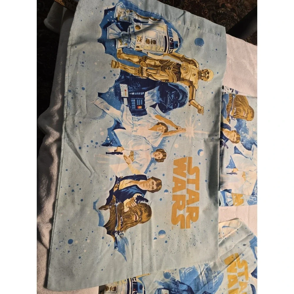 Rare Vintage Star Wars Twin Flat Sheet Fitted Sheet & 1 Pillowcase Bedding Cover